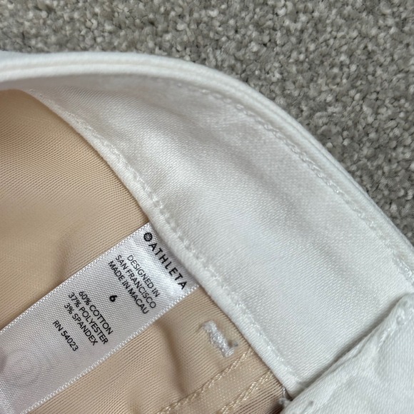 Athleta Sculptek White Straight Leg Crop Jeans Raw Hem Women's Size 6 Leggings - Picture 5 of 10